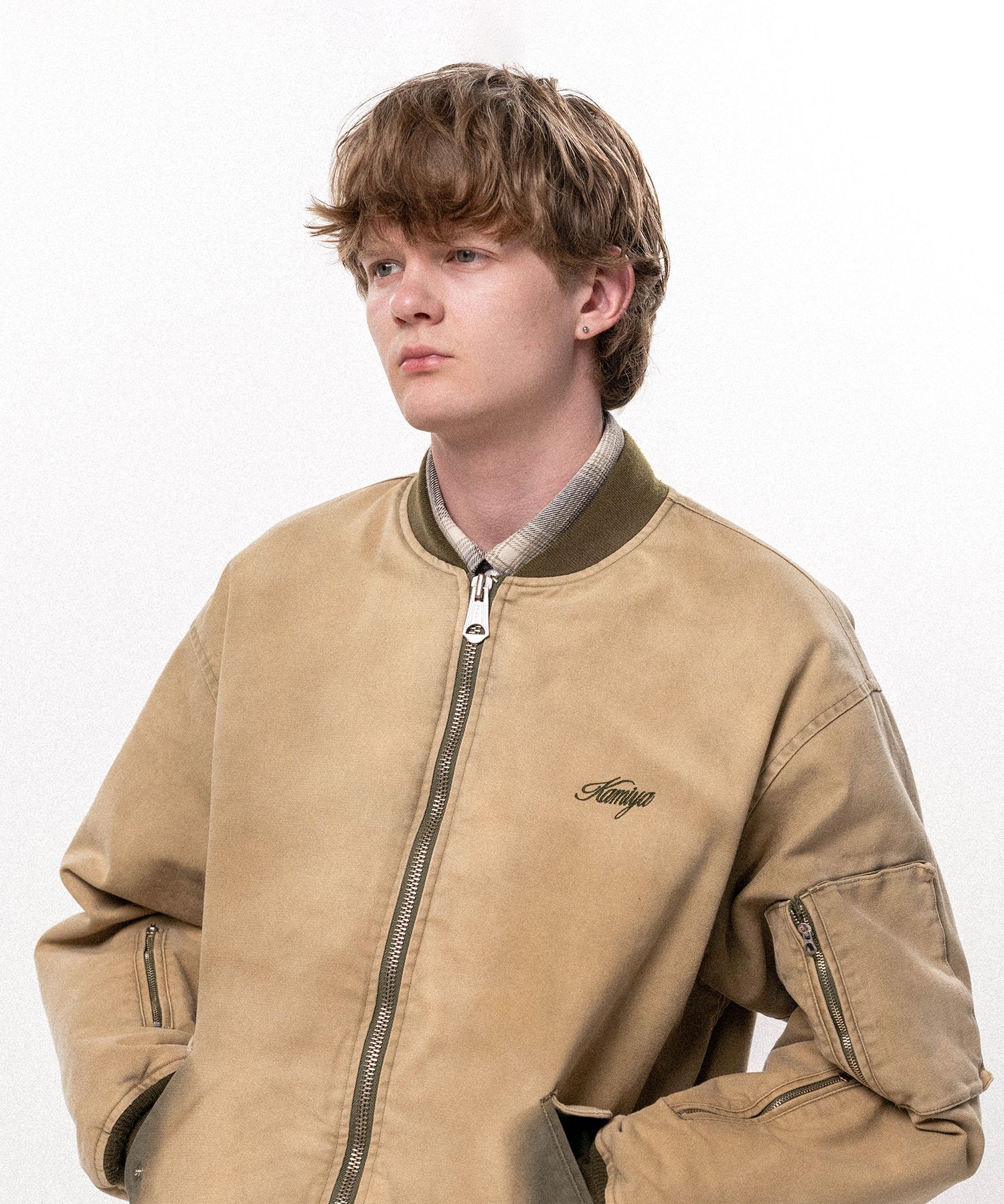 Embroidered Sun Faded Like Flight Jacket