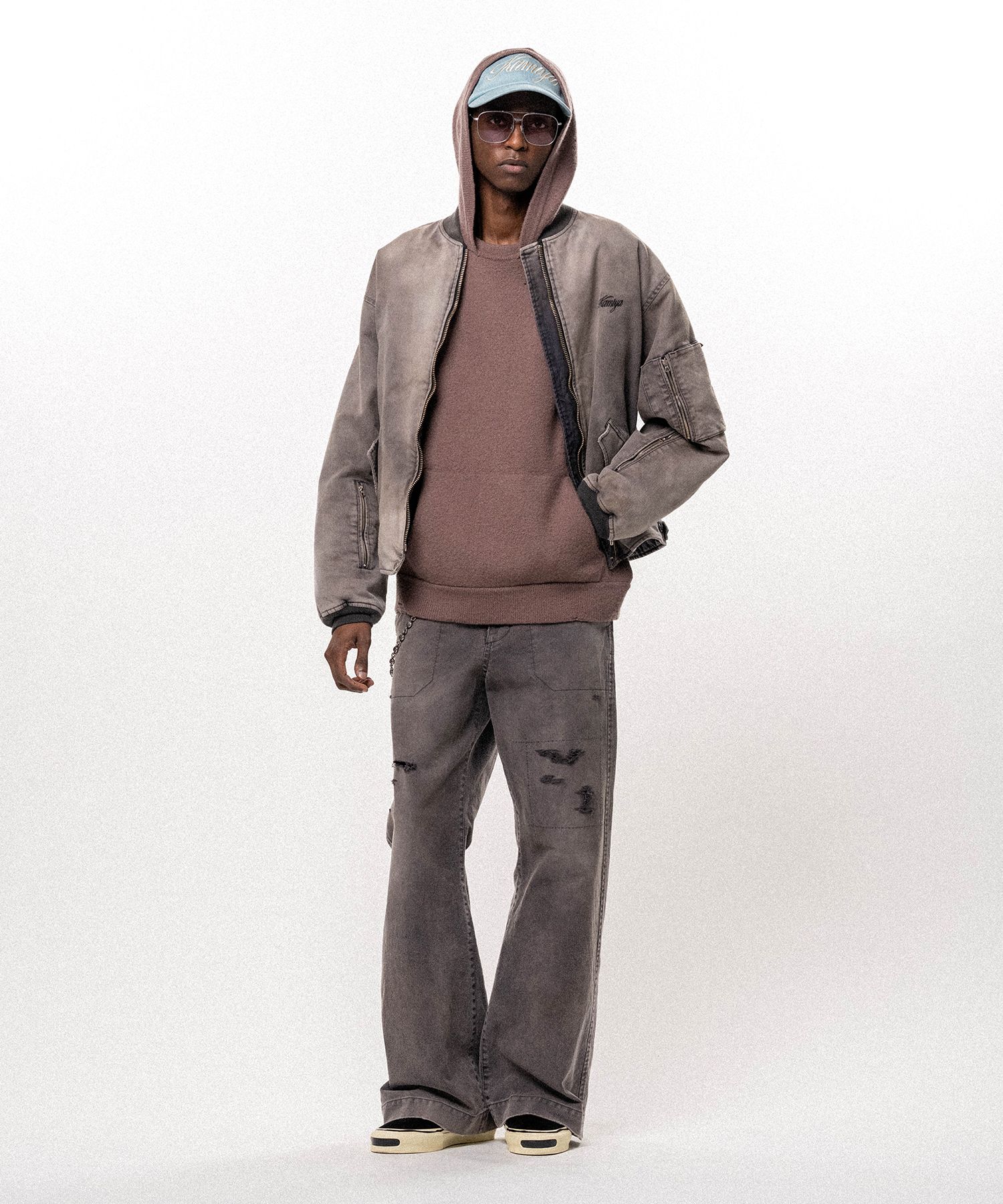 Embroidered Sun Faded Like Flight Jacket