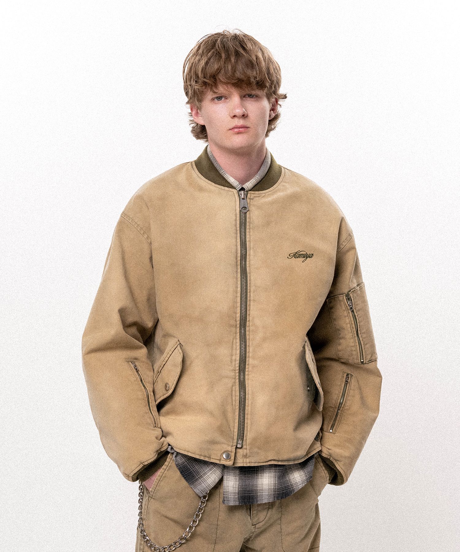 Embroidered Sun Faded Like Flight Jacket