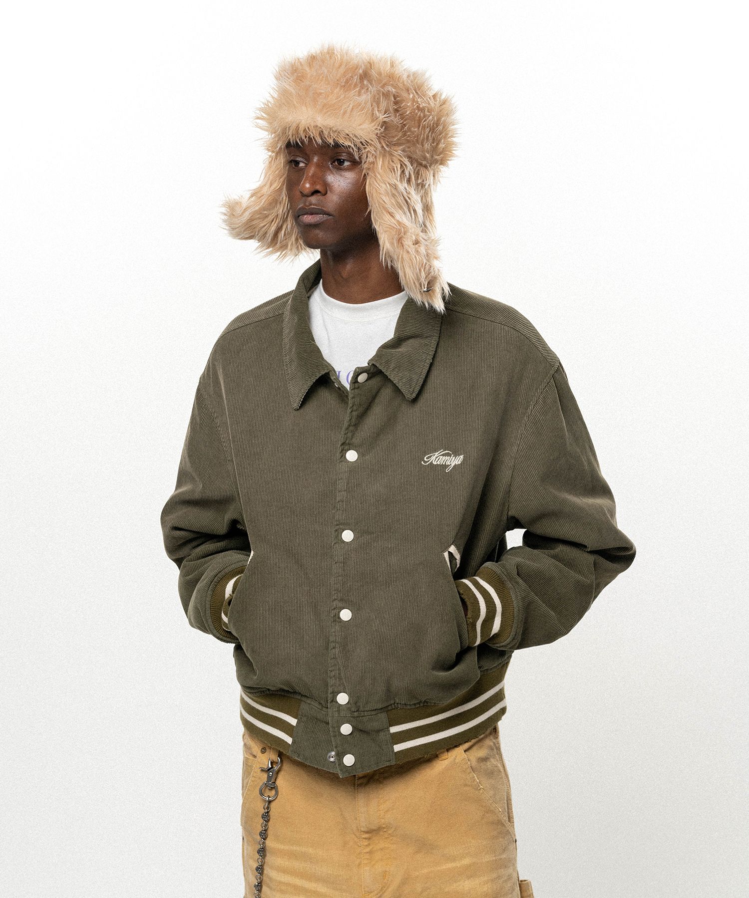 "GREATNESS ACT-COOL" Embroidered Sun Faded Varsity Jacket