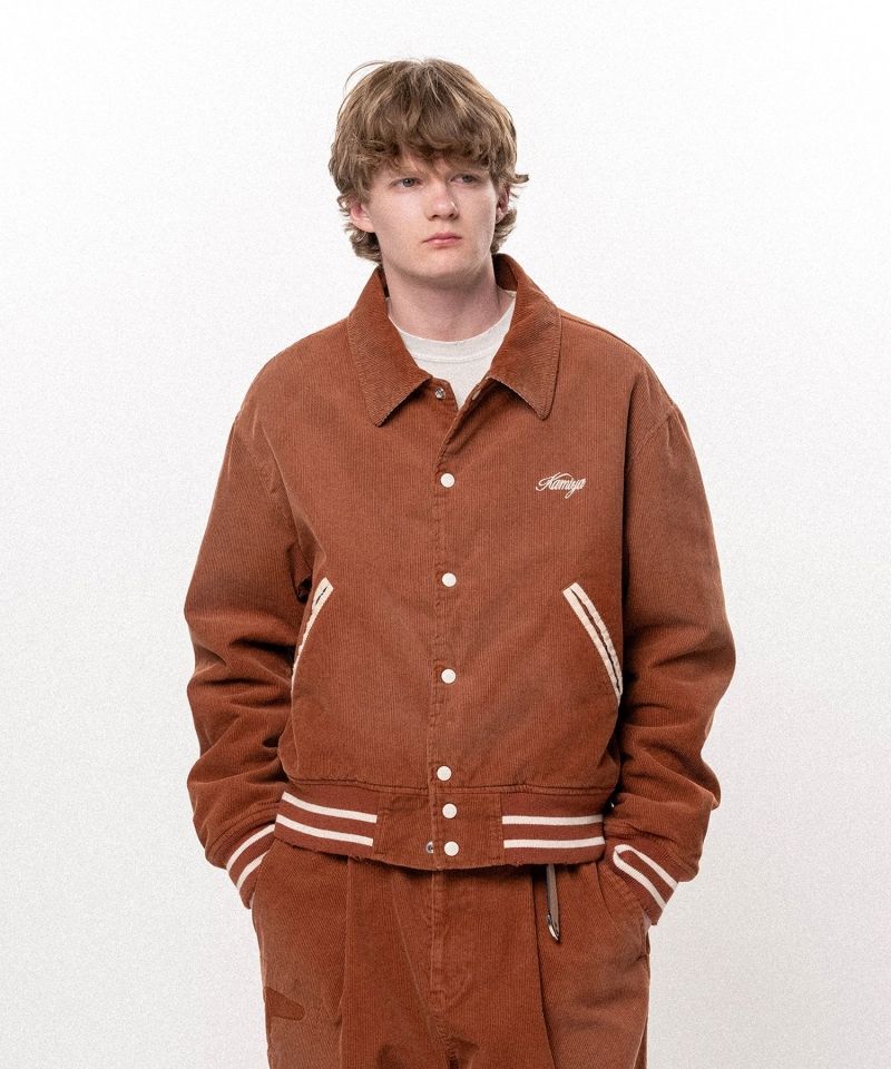 "GREATNESS ACT-COOL" Embroidered Sun Faded Varsity Jacket