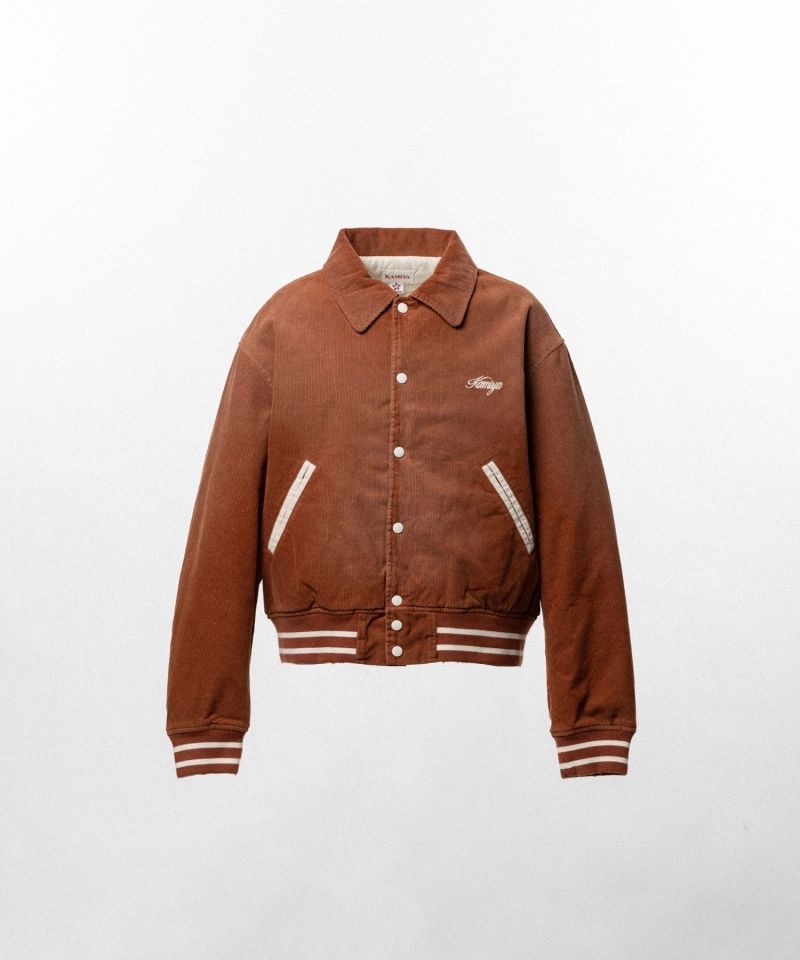 "GREATNESS ACT-COOL" Embroidered Sun Faded Varsity Jacket