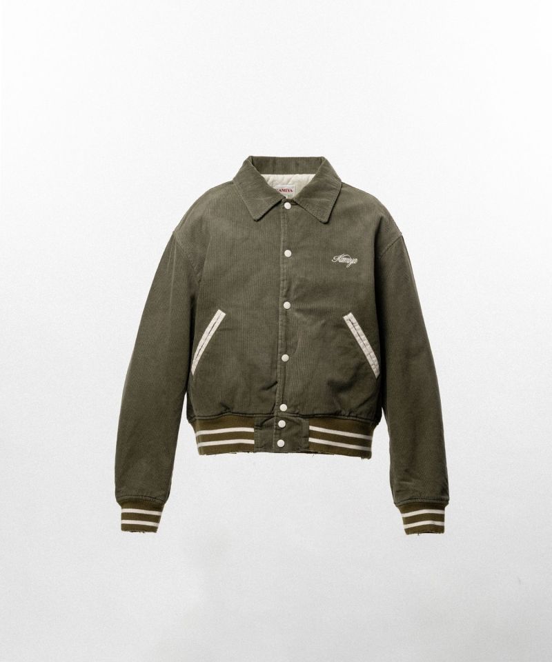 "GREATNESS ACT-COOL" Embroidered Sun Faded Varsity Jacket