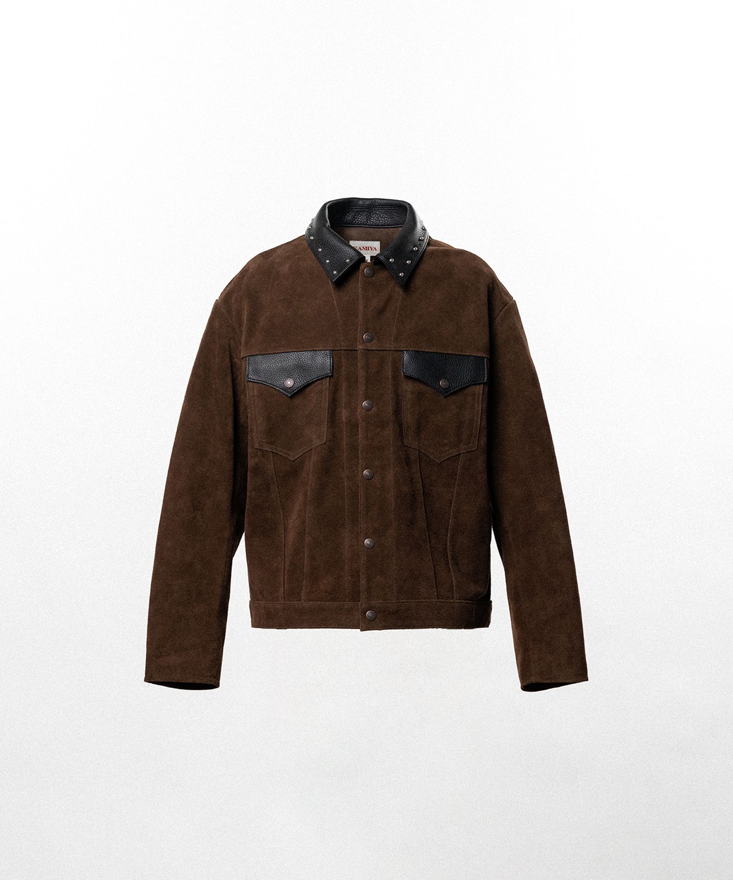 【EXCLUSIVE】Suede Studded Trucker Jacket