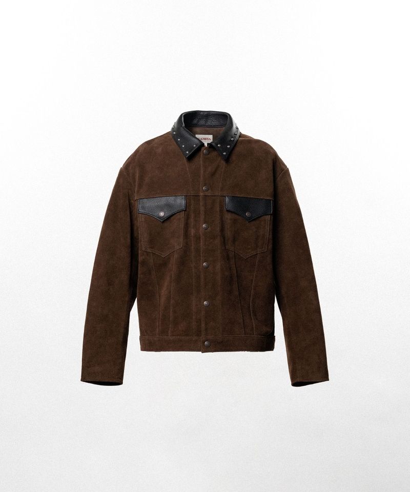 【EXCLUSIVE】Suede Studded Trucker Jacket