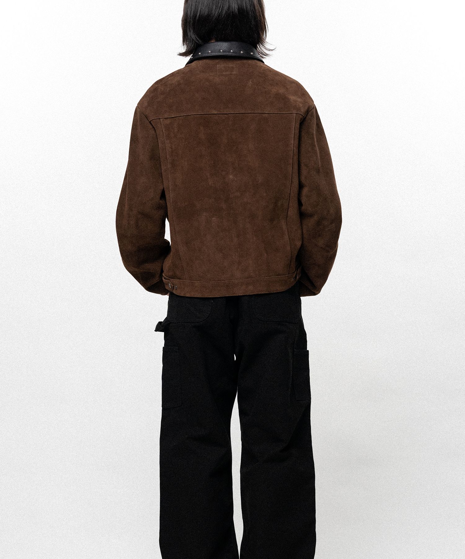 【EXCLUSIVE】Suede Studded Trucker Jacket