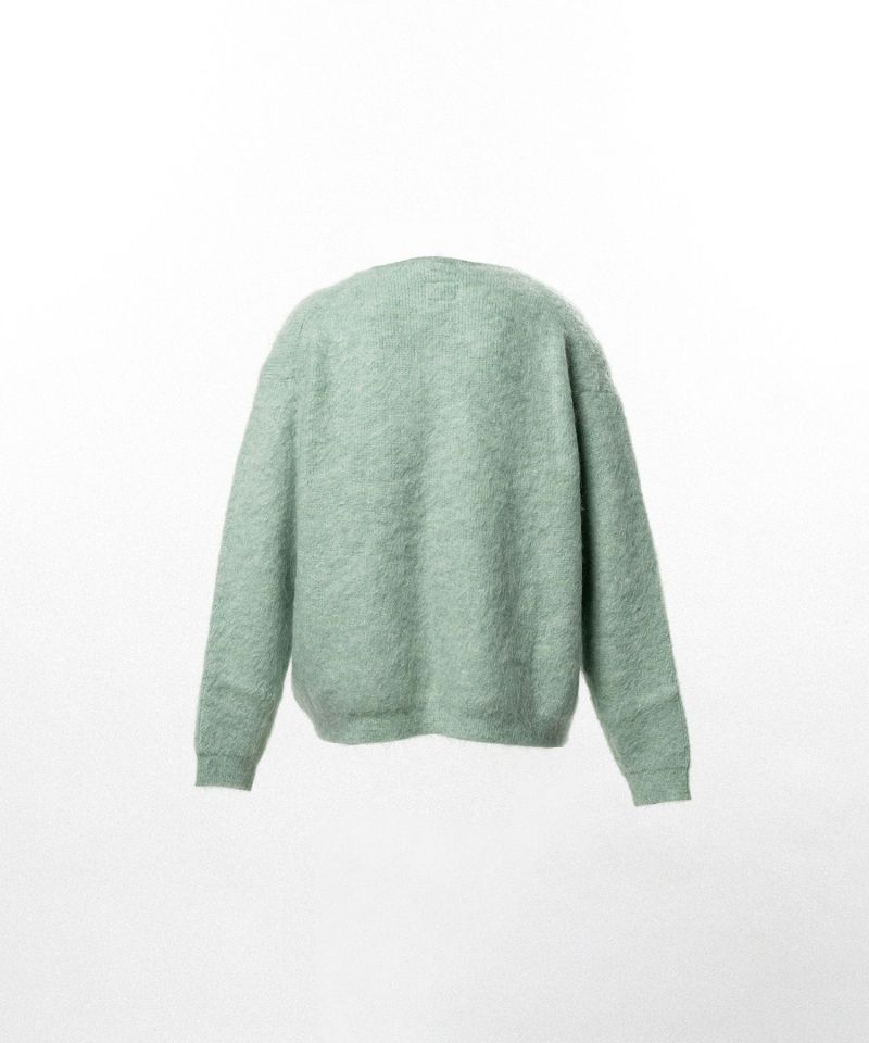 Embroidered Shaggy Mohair Knit Cardigan