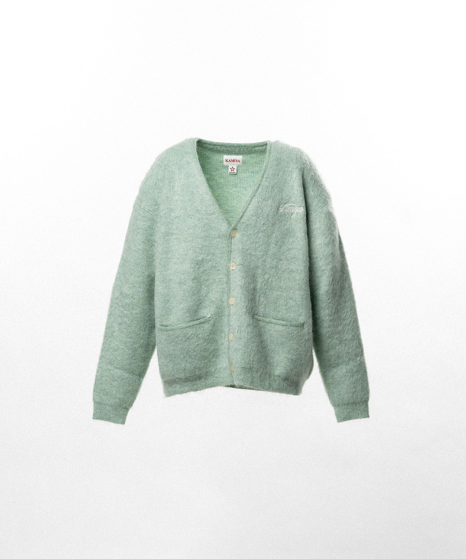Embroidered Shaggy Mohair Knit Cardigan