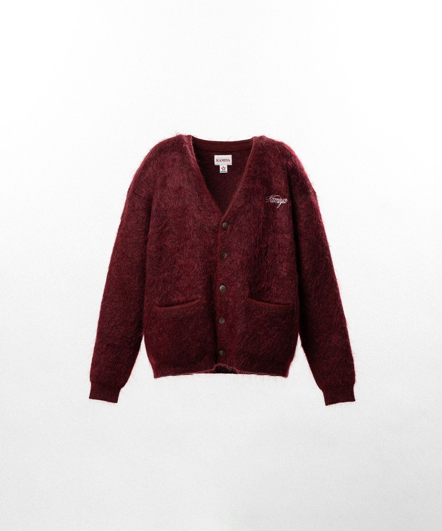 Embroidered Shaggy Mohair Knit Cardigan