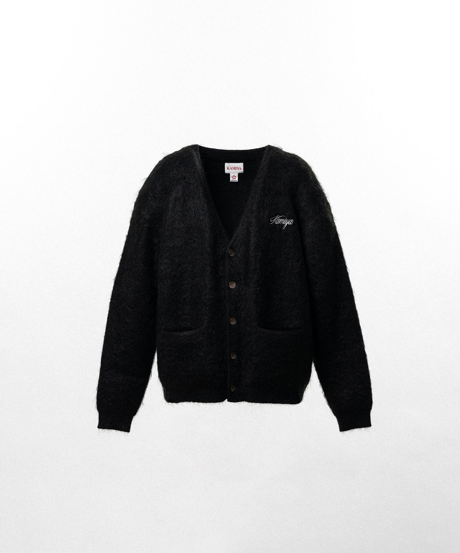 Embroidered Shaggy Mohair Knit Cardigan