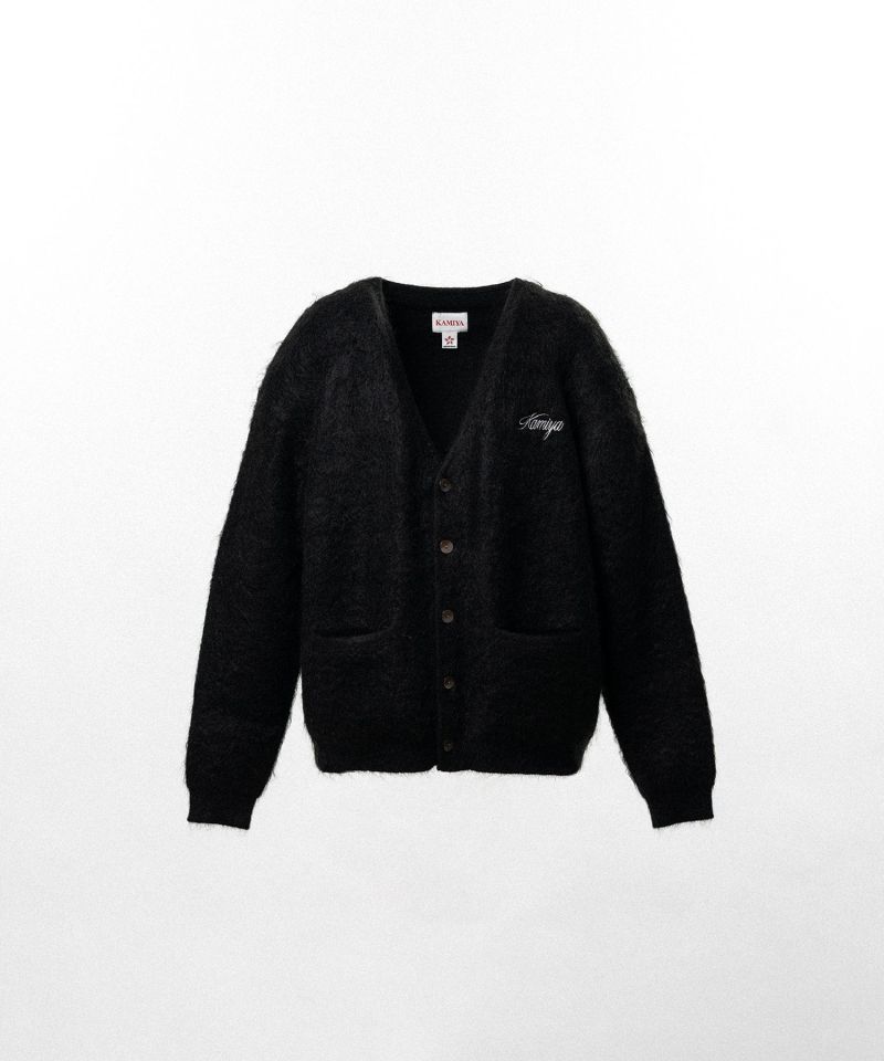 Embroidered Shaggy Mohair Knit Cardigan