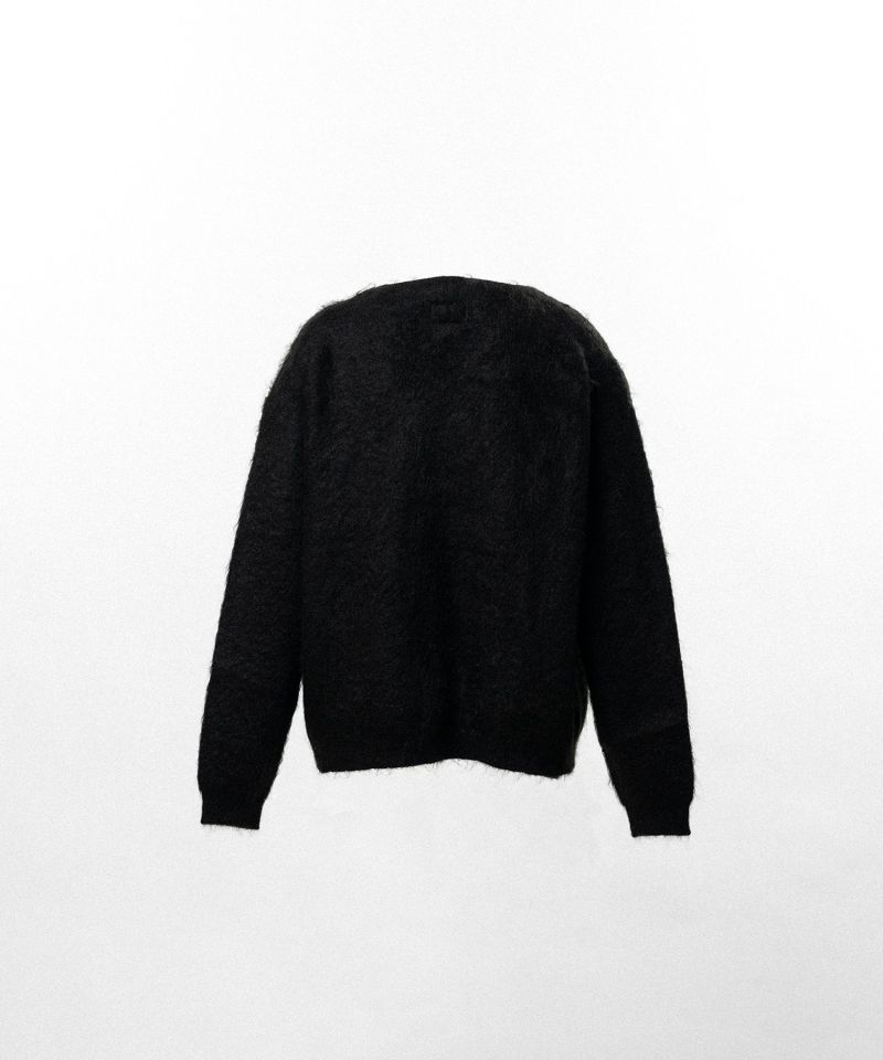 Embroidered Shaggy Mohair Knit Cardigan
