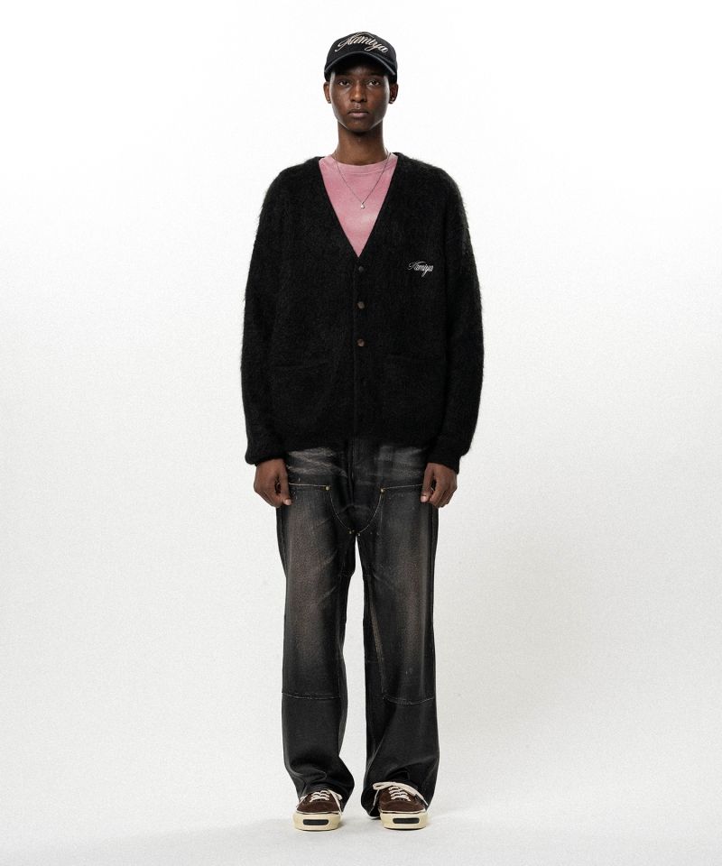 Embroidered Shaggy Mohair Knit Cardigan