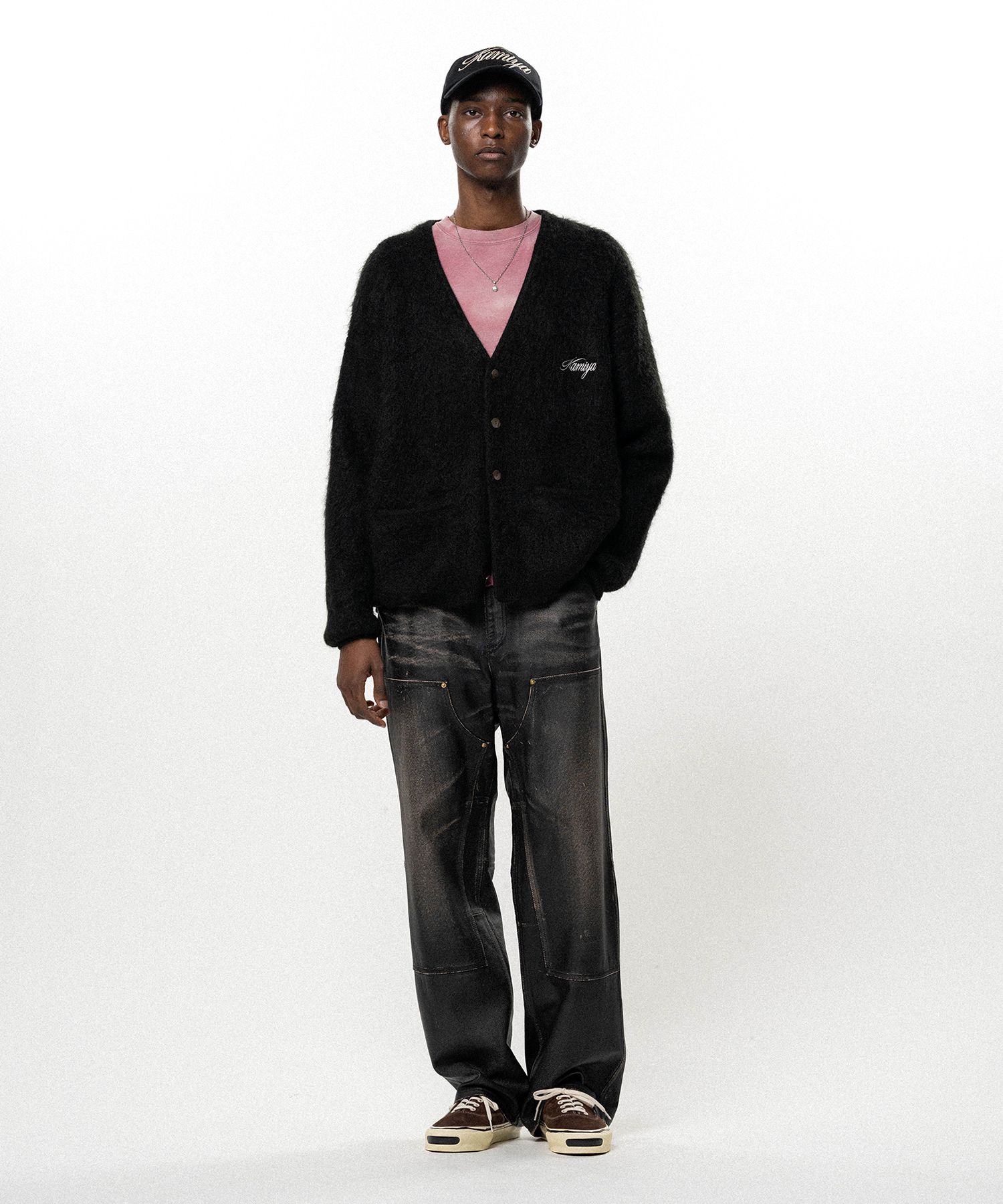 Embroidered Shaggy Mohair Knit Cardigan