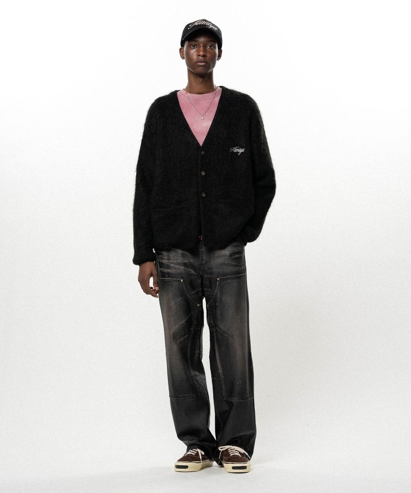 Embroidered Shaggy Mohair Knit Cardigan