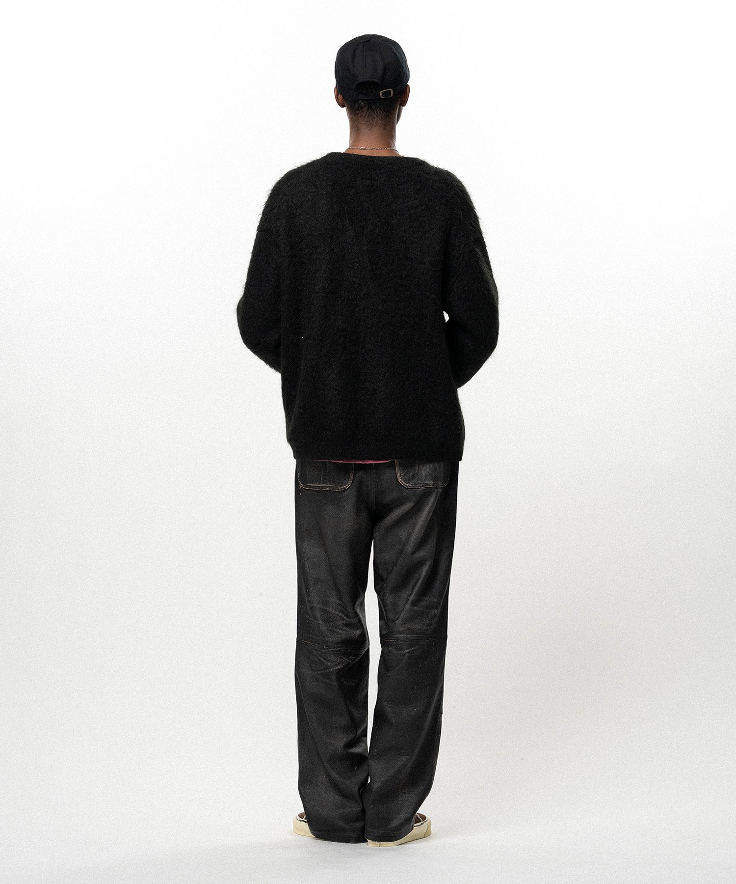 Embroidered Shaggy Mohair Knit Cardigan