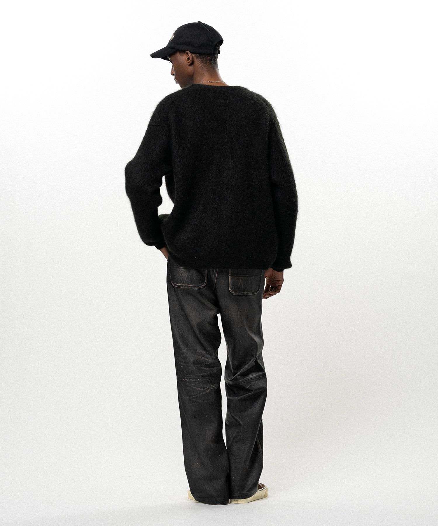 Embroidered Shaggy Mohair Knit Cardigan
