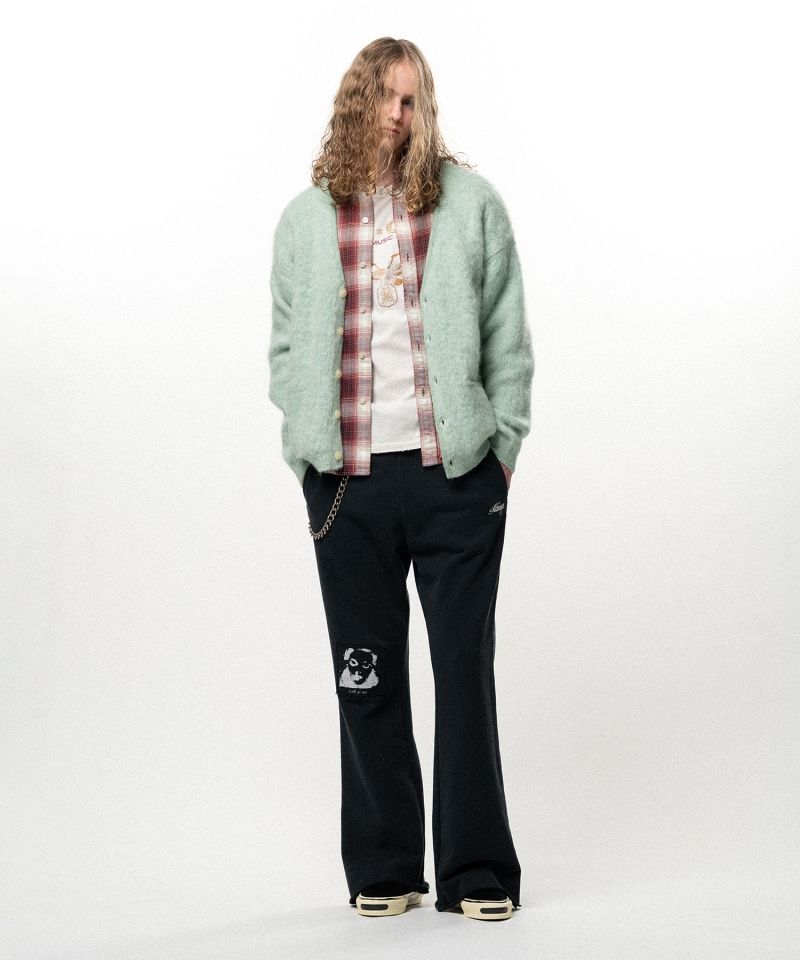 Embroidered Shaggy Mohair Knit Cardigan
