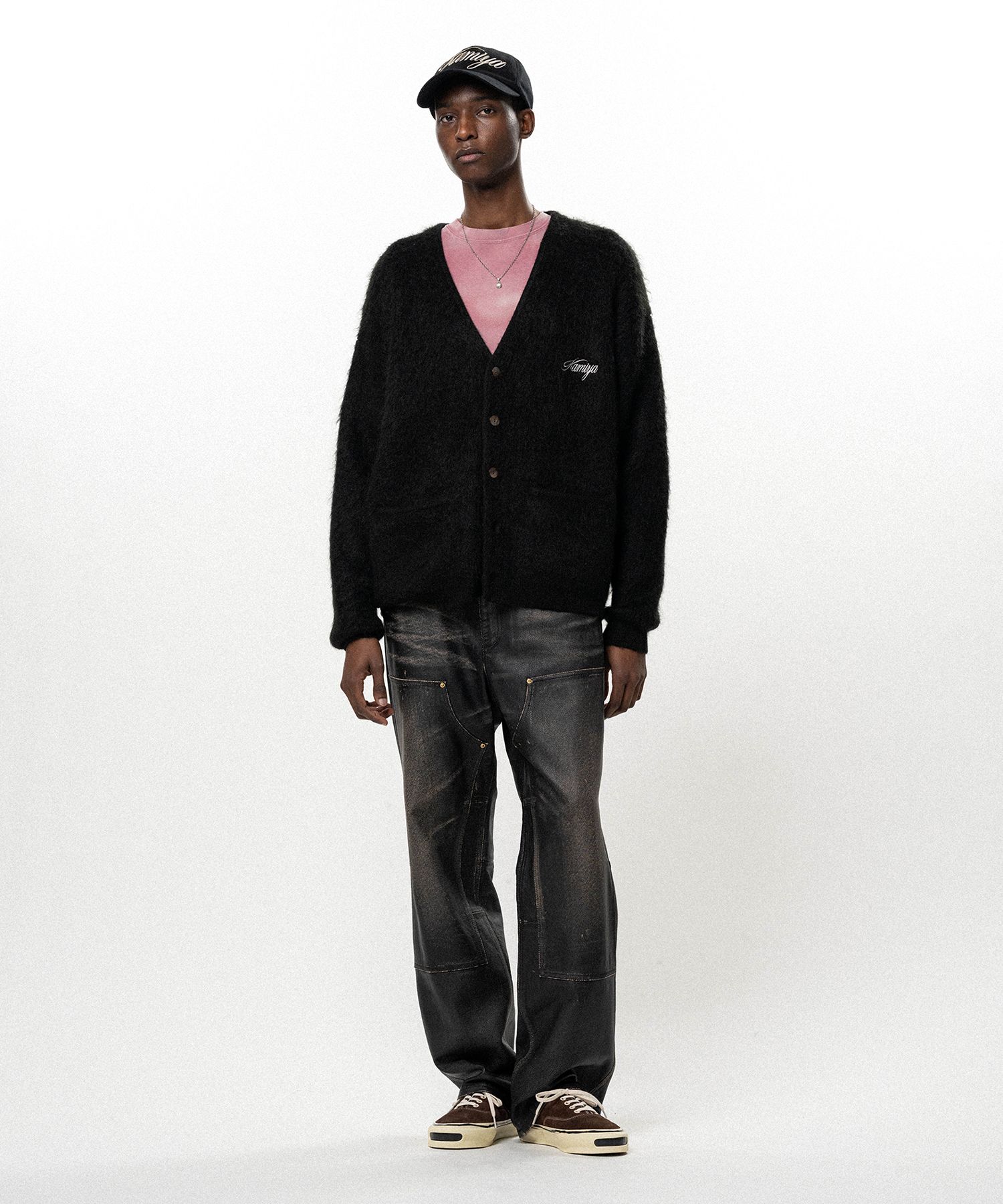 Embroidered Shaggy Mohair Knit Cardigan