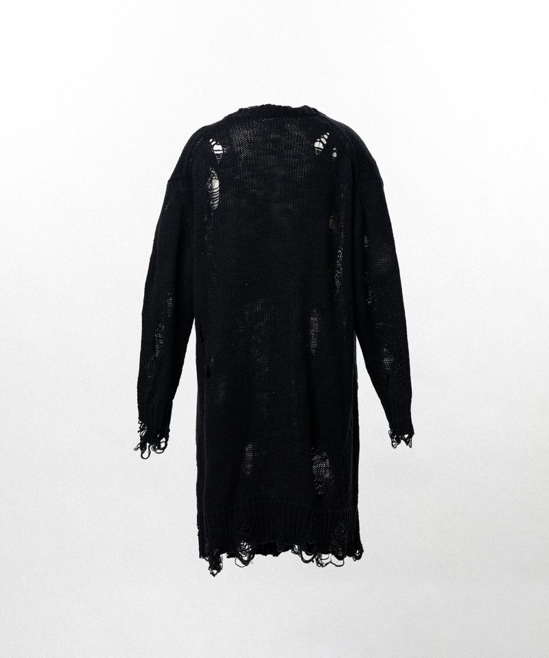 Damaged Low Gauge Long Cardigan