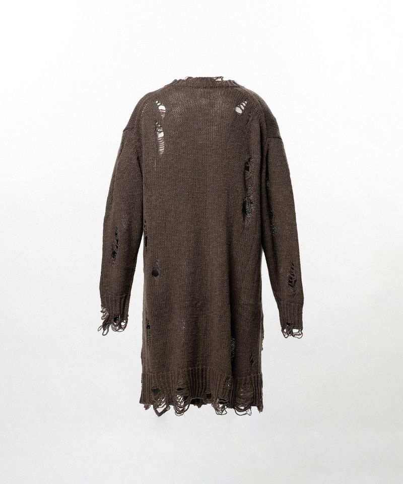 Damaged Low Gauge Long Cardigan