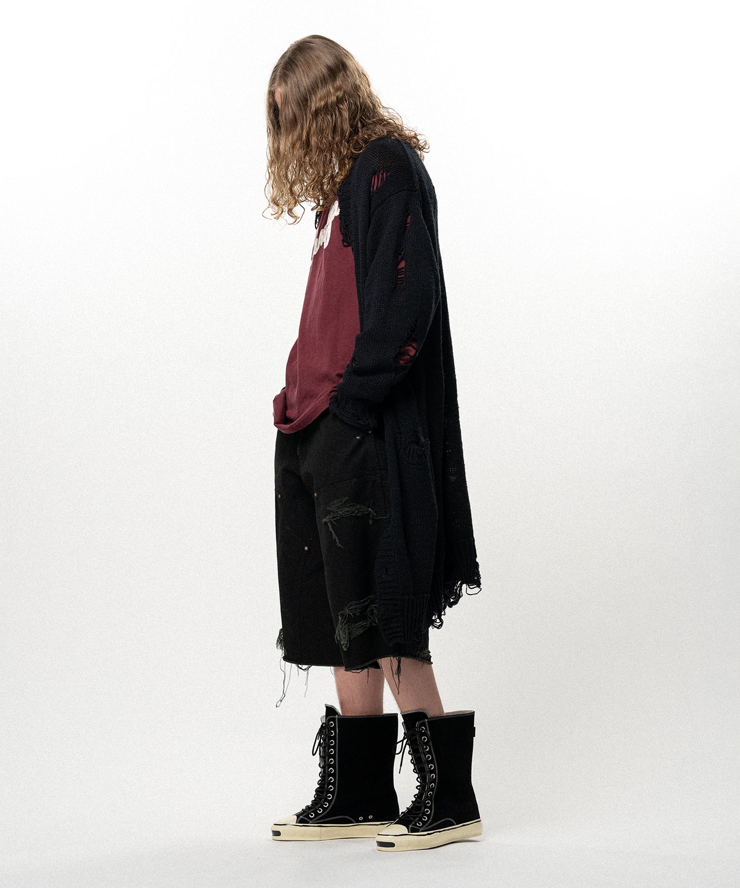 Damaged Low Gauge Long Cardigan