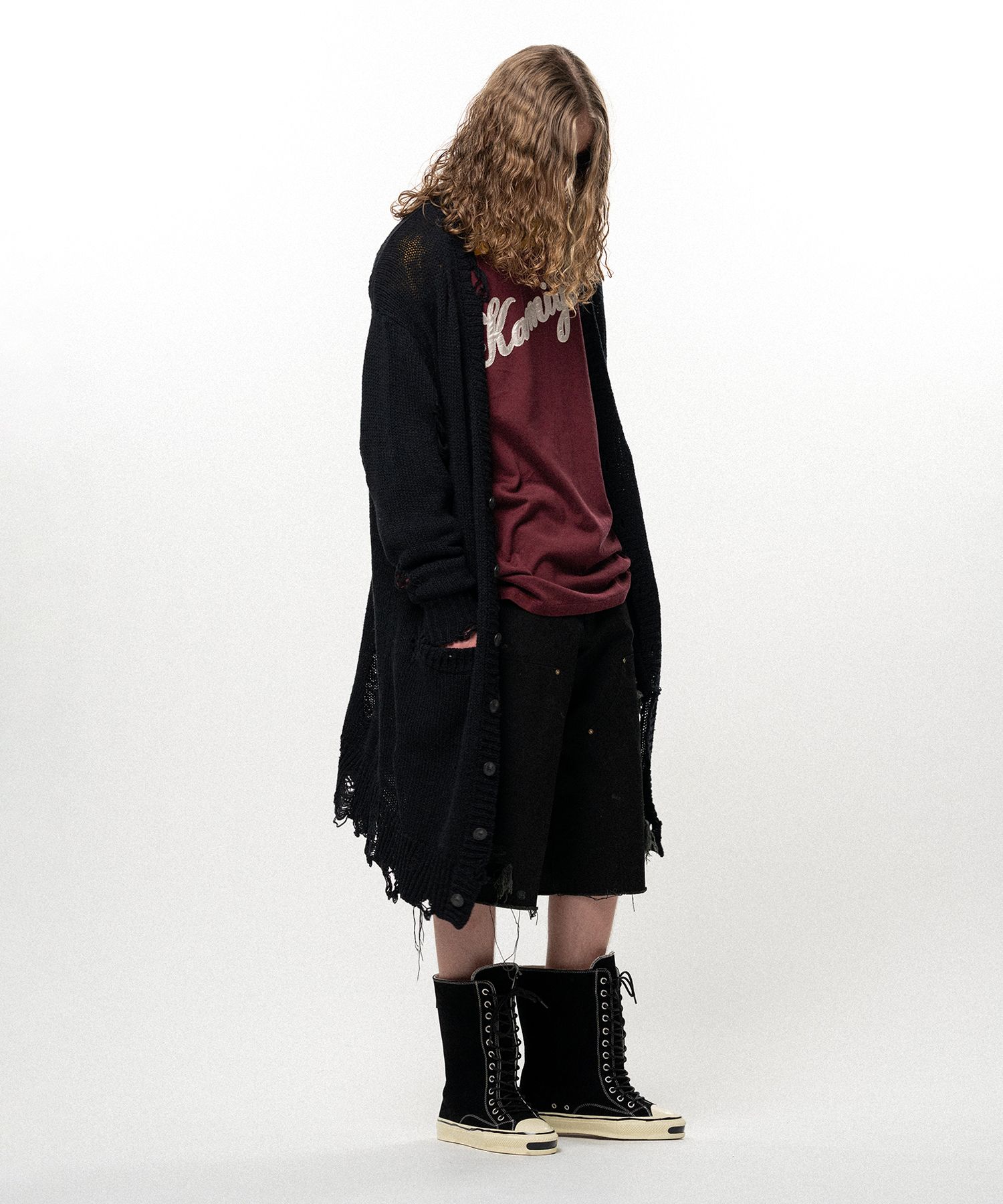 Damaged Low Gauge Long Cardigan