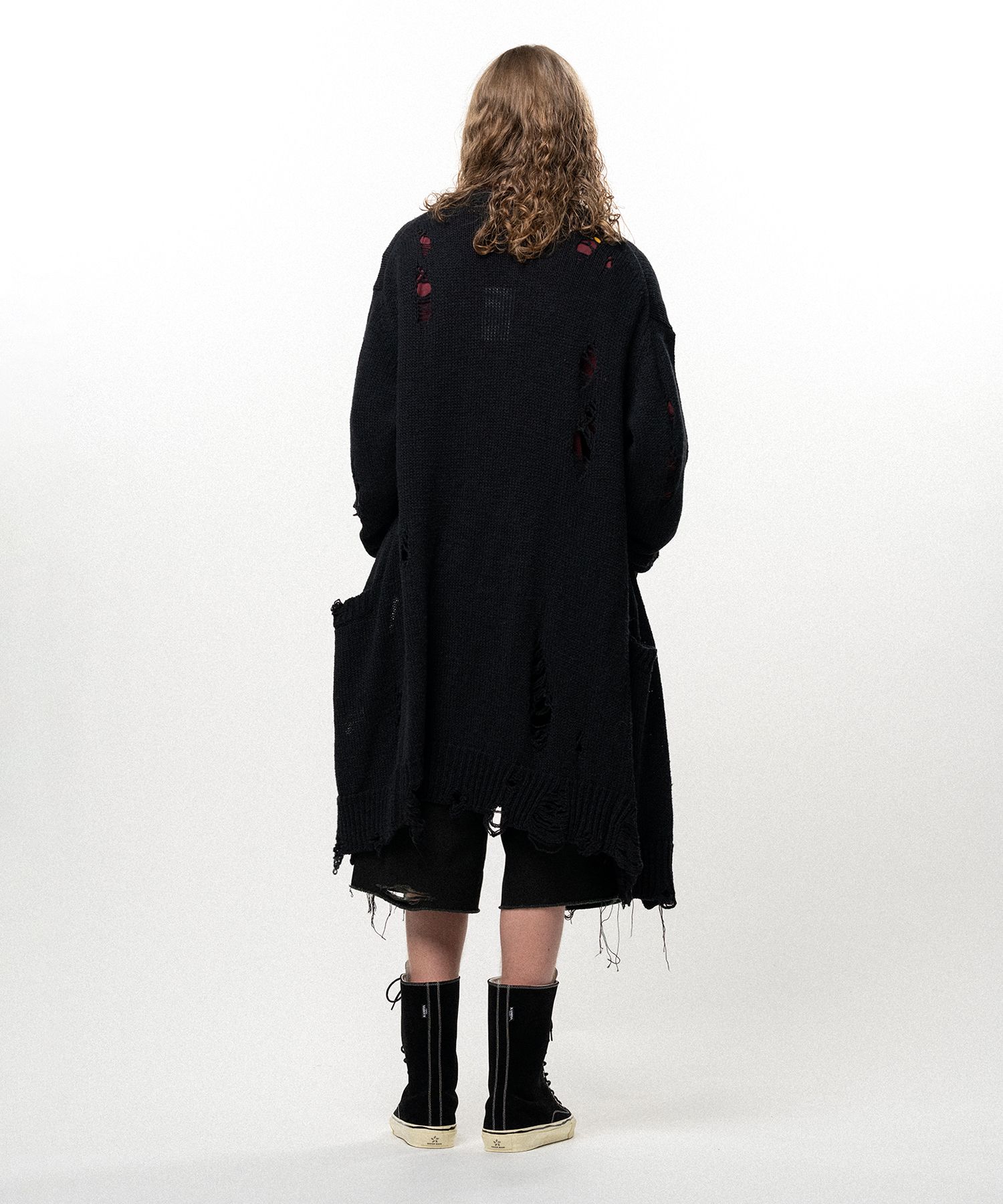 Damaged Low Gauge Long Cardigan