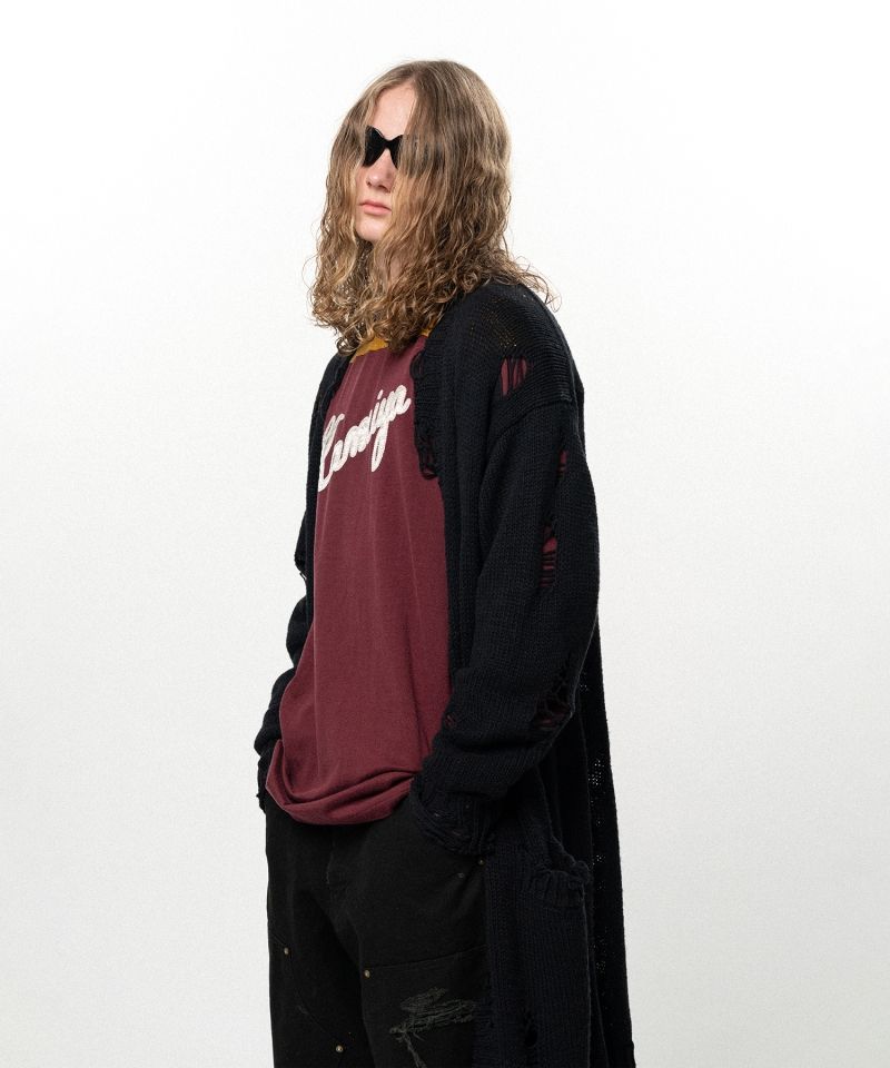 Damaged Low Gauge Long Cardigan