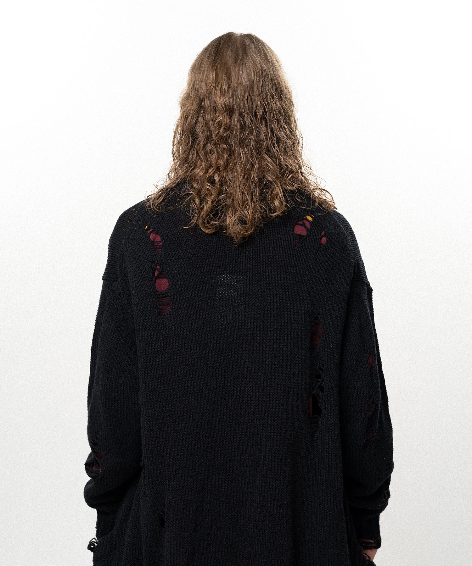Damaged Low Gauge Long Cardigan