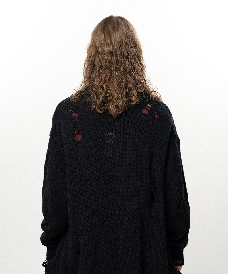Damaged Low Gauge Long Cardigan