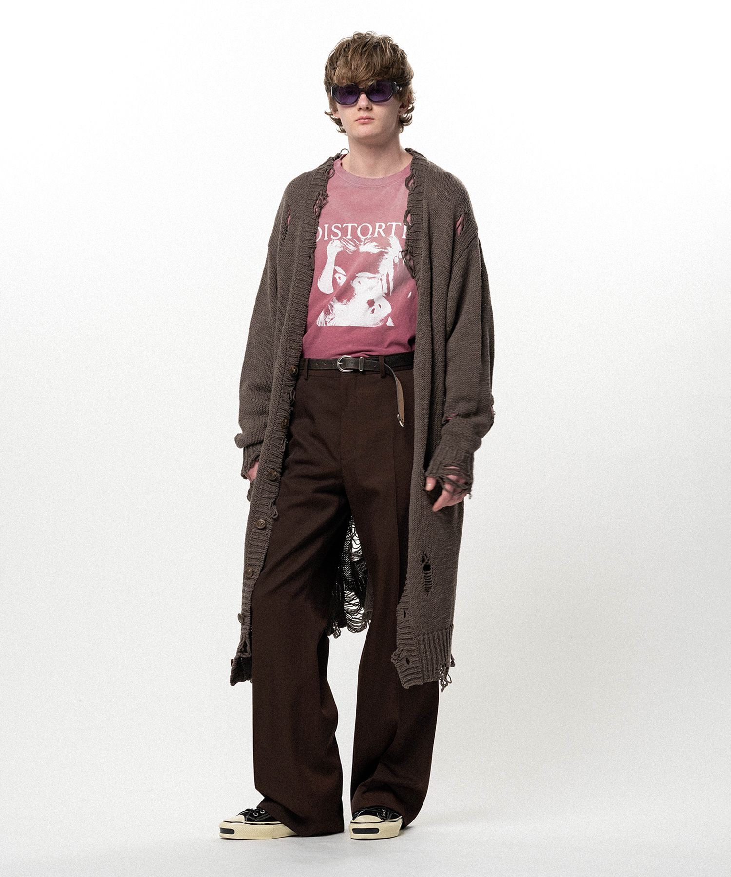 Damaged Low Gauge Long Cardigan