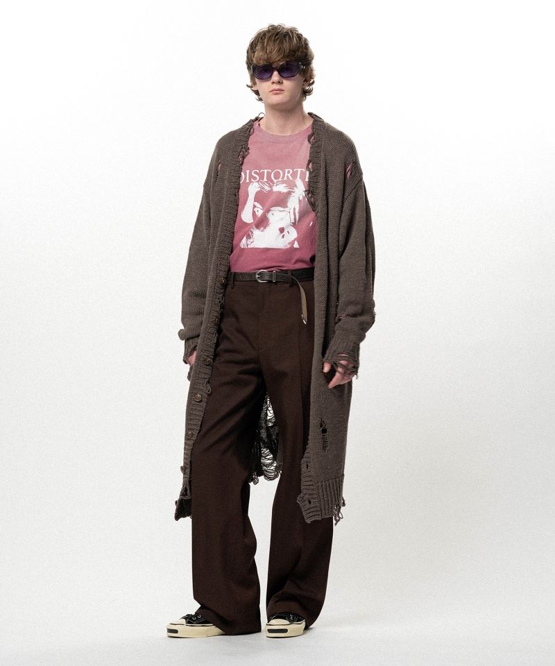 Damaged Low Gauge Long Cardigan