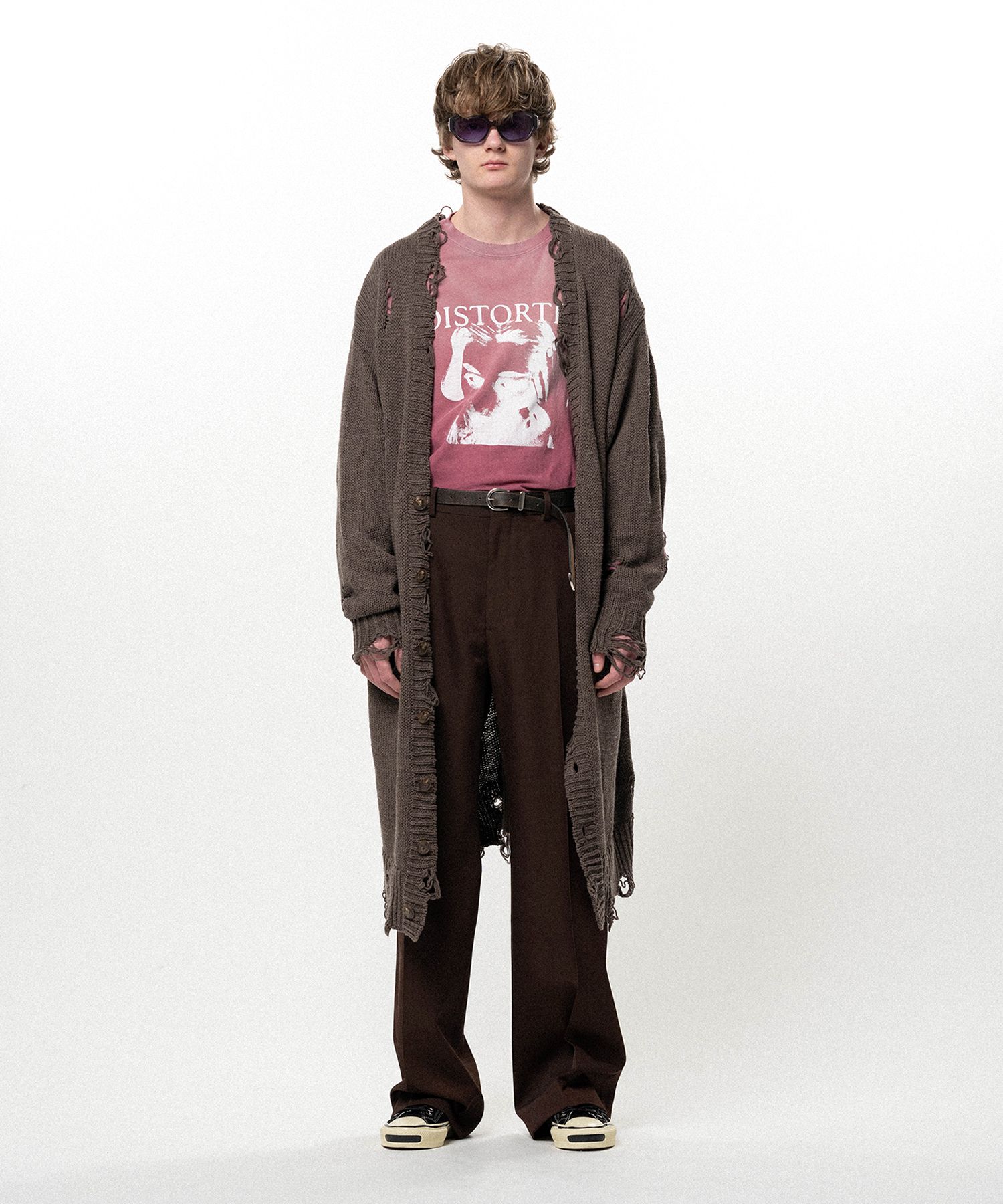 Damaged Low Gauge Long Cardigan