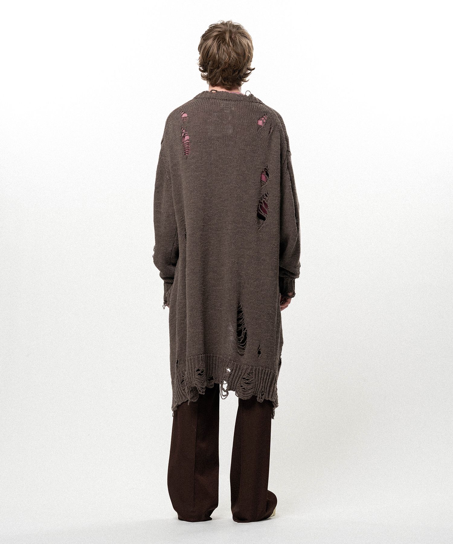 Damaged Low Gauge Long Cardigan