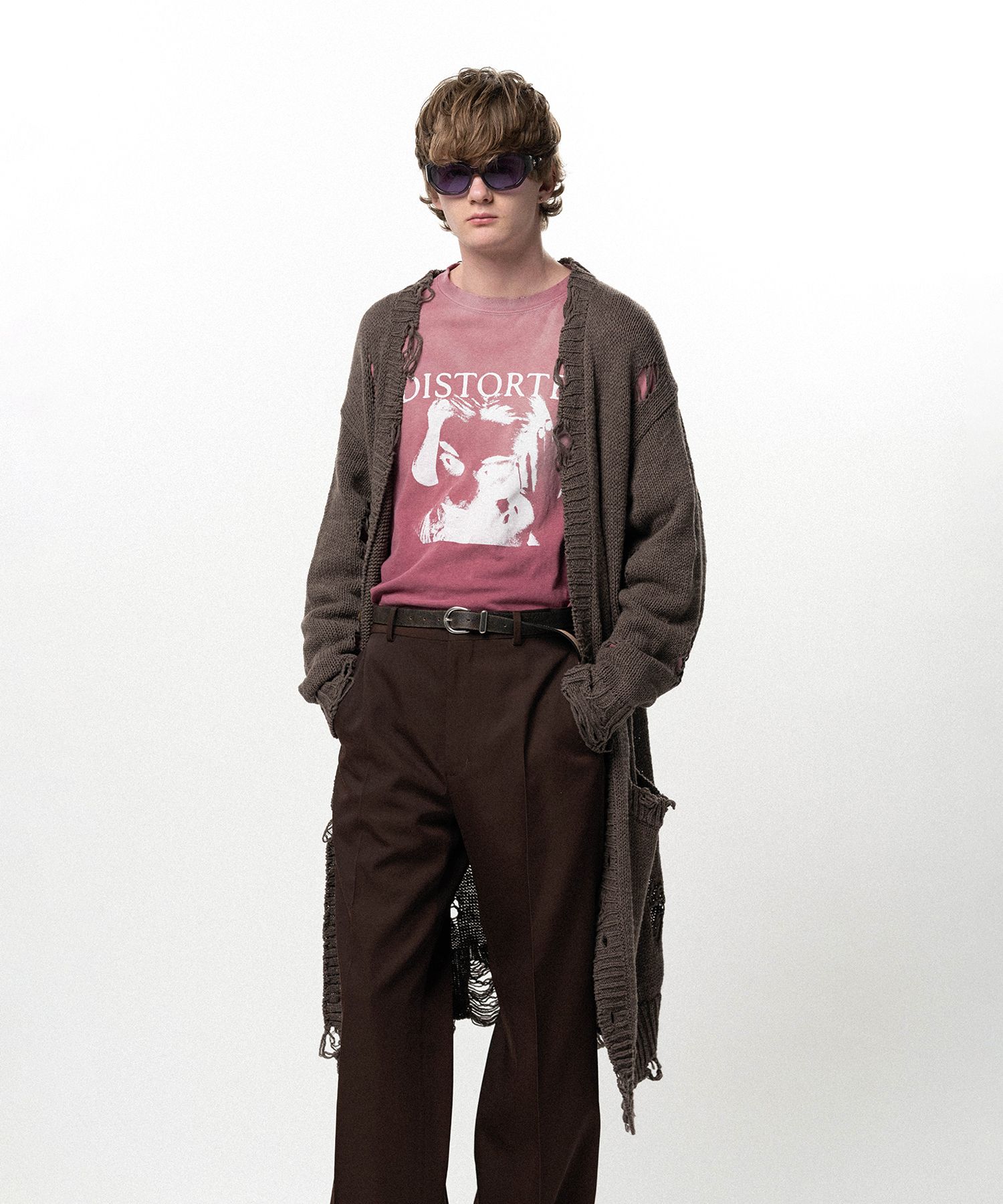 Damaged Low Gauge Long Cardigan