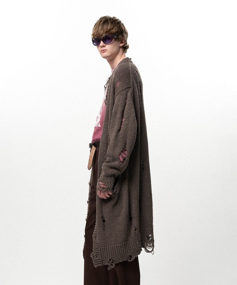 Damaged Low Gauge Long Cardigan