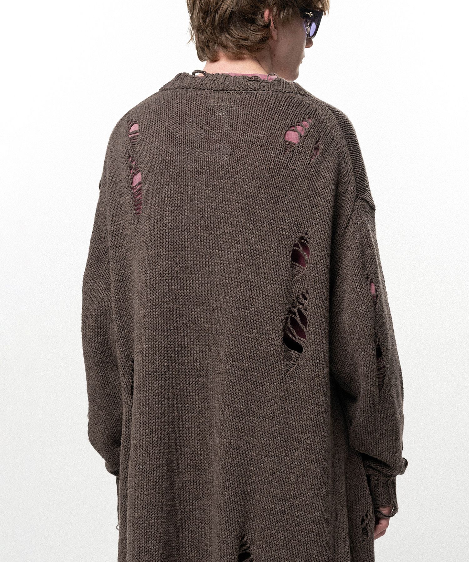 Damaged Low Gauge Long Cardigan