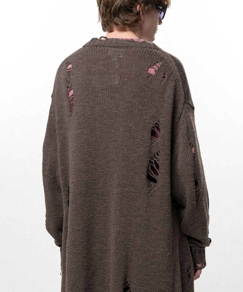 Damaged Low Gauge Long Cardigan
