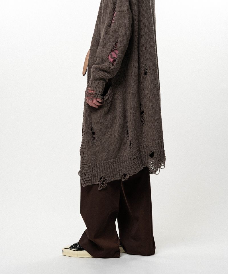 Damaged Low Gauge Long Cardigan
