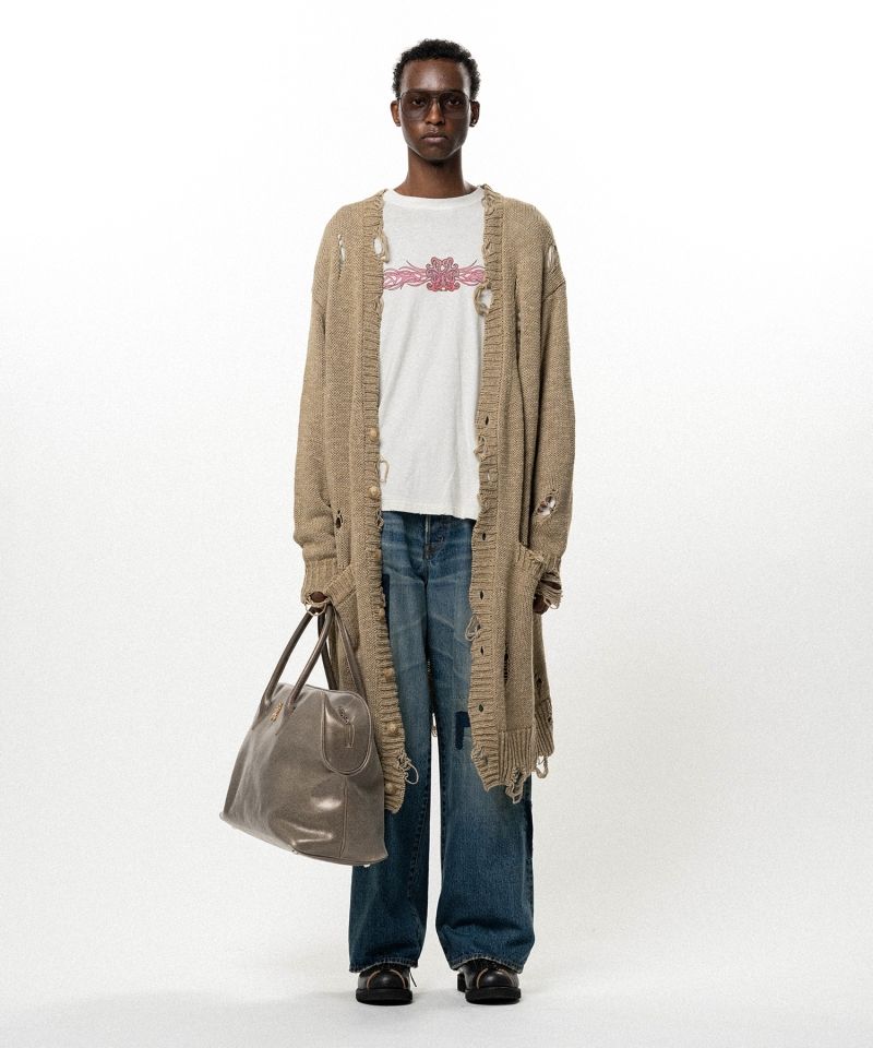 Damaged Low Gauge Long Cardigan
