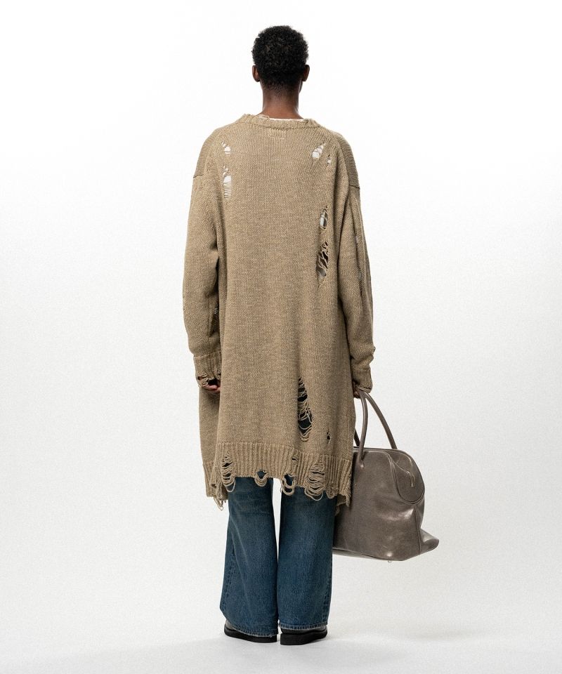 Damaged Low Gauge Long Cardigan