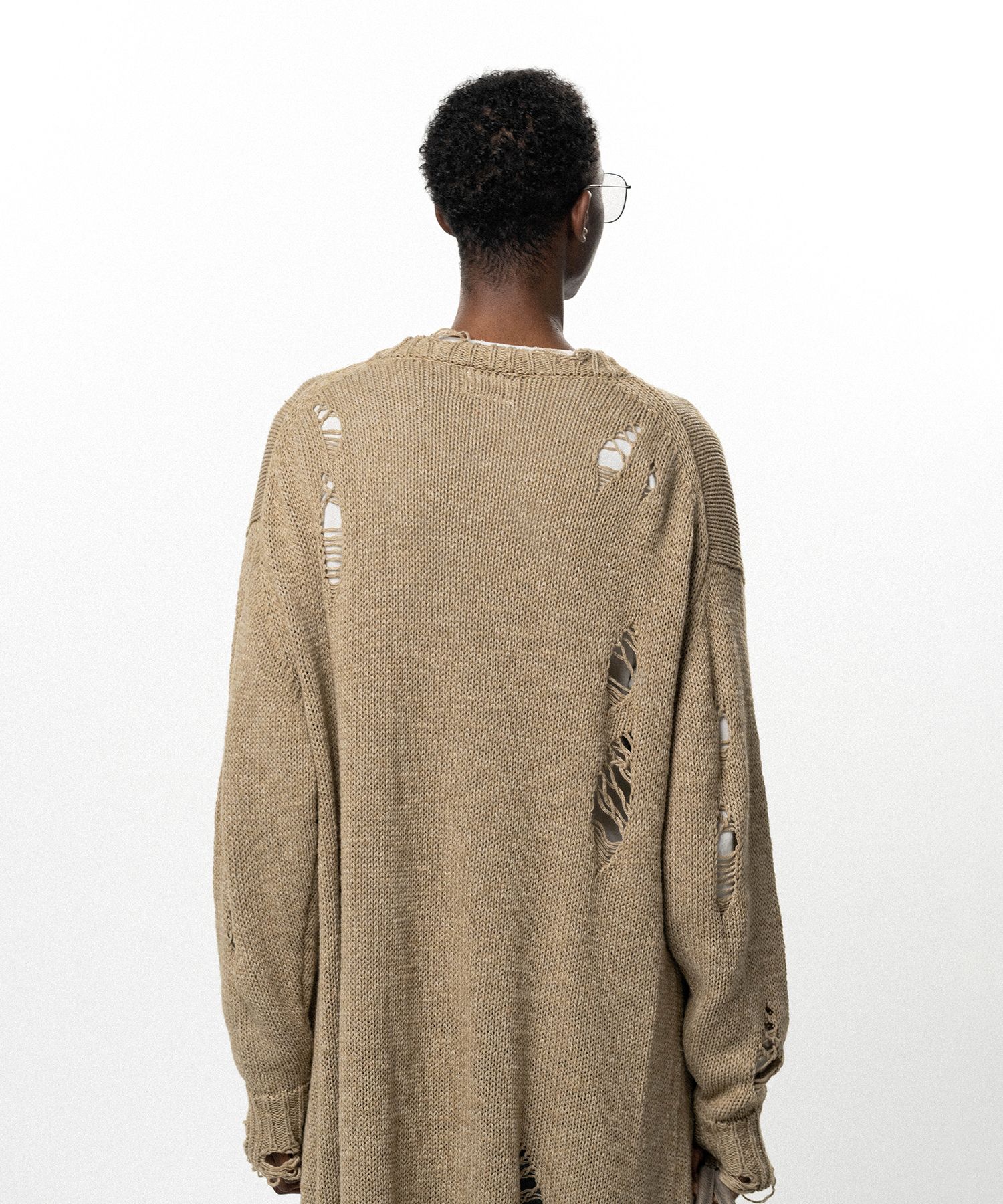 Damaged Low Gauge Long Cardigan