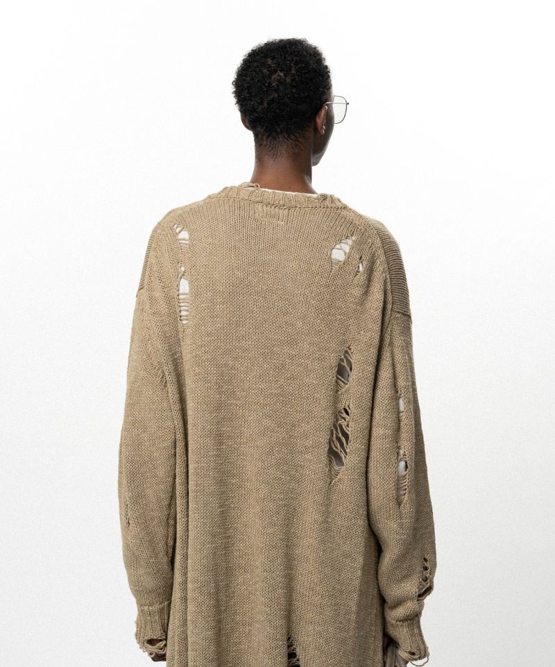 Damaged Low Gauge Long Cardigan