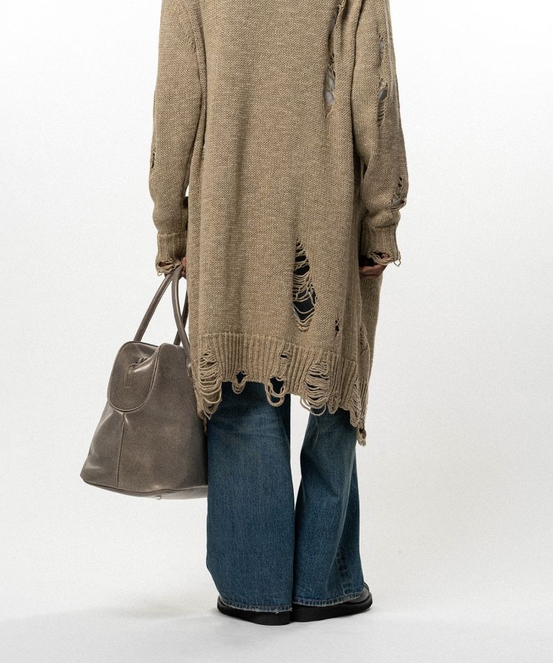 Damaged Low Gauge Long Cardigan