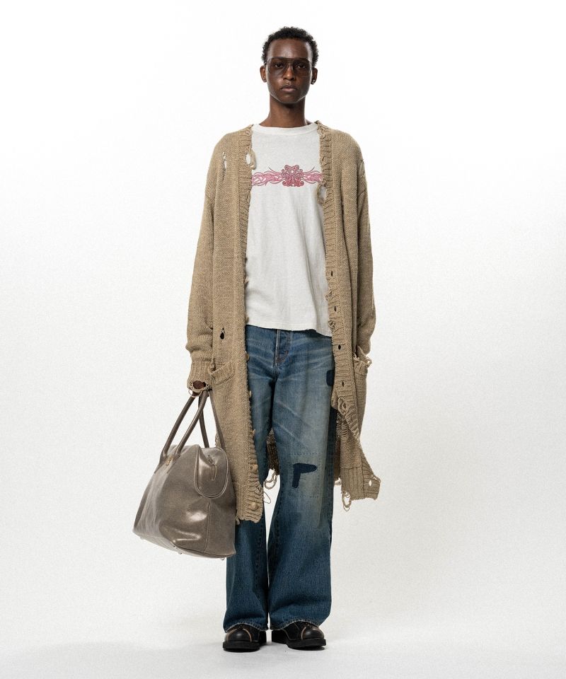 Damaged Low Gauge Long Cardigan