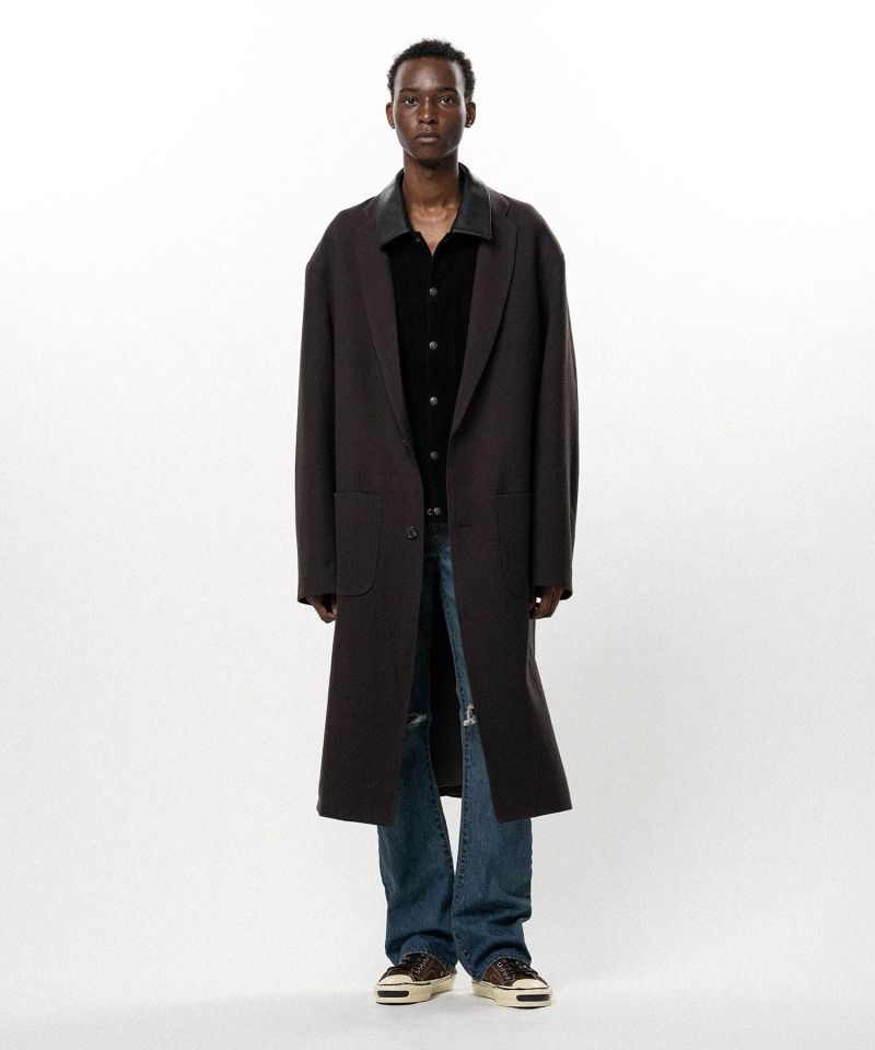 "GREATNESS ACT-COOL"  Embroidered Serge Overcoat