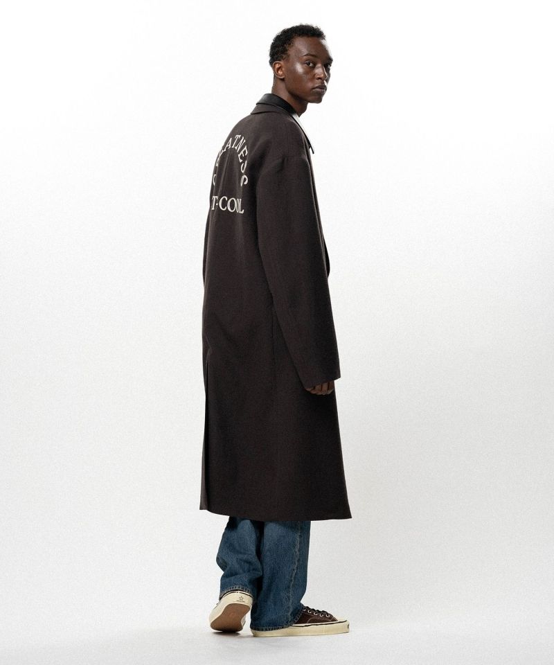 "GREATNESS ACT-COOL"  Embroidered Serge Overcoat