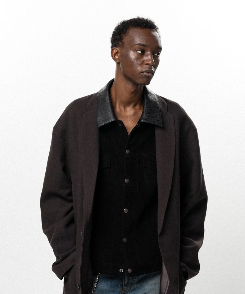 "GREATNESS ACT-COOL"  Embroidered Serge Overcoat