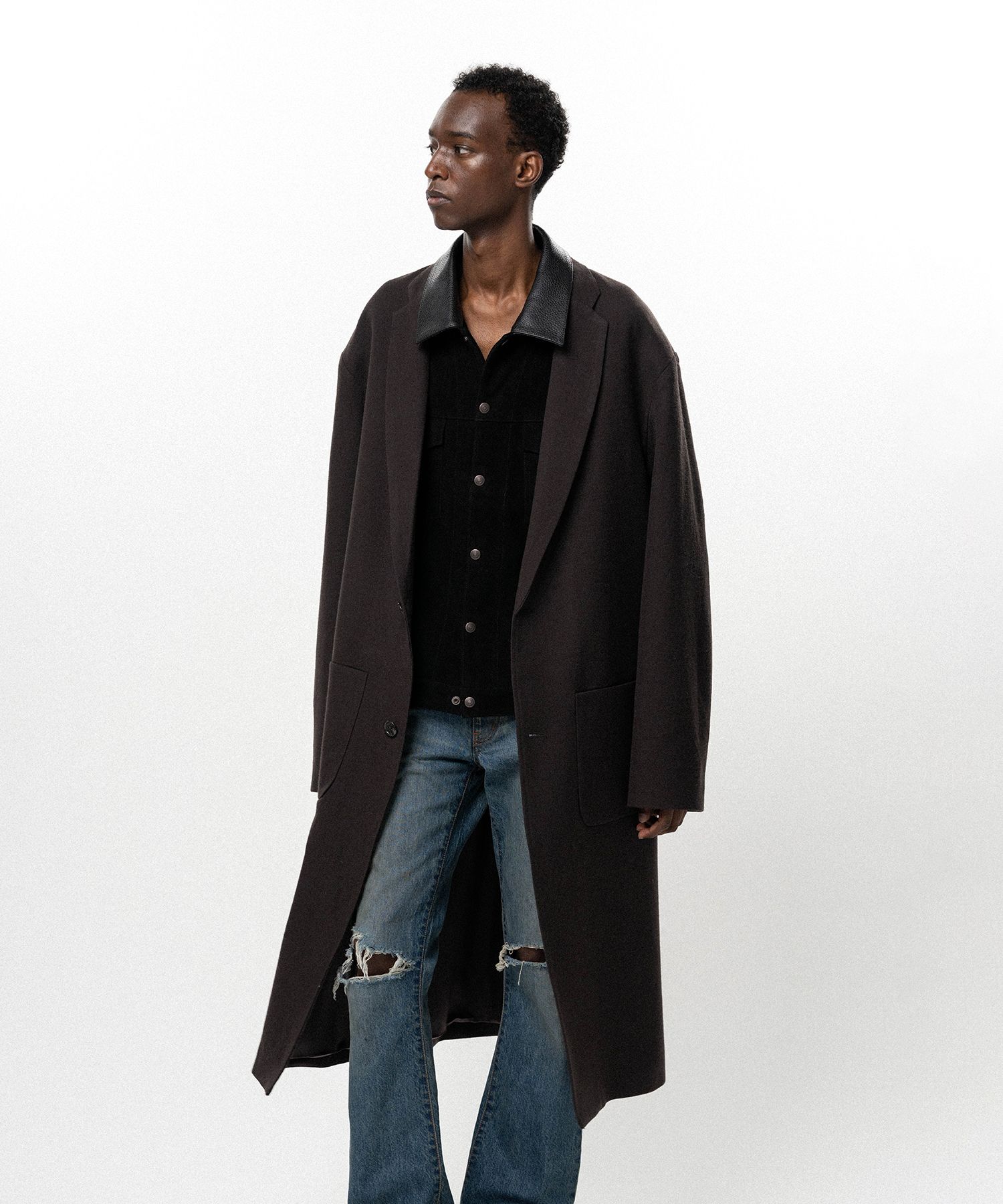 "GREATNESS ACT-COOL"  Embroidered Serge Overcoat
